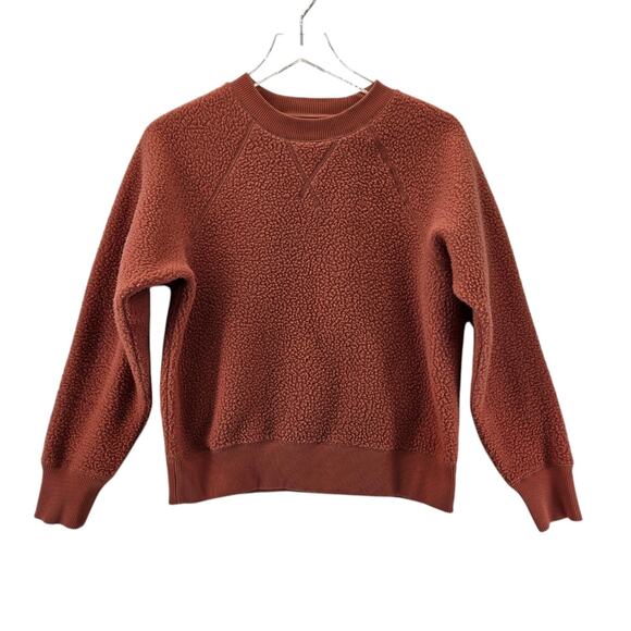Everlane ReNew Sherpa Fleece Sweatshirt Womens Small Sedona Red Orange Crewneck - Picture 1 of 8